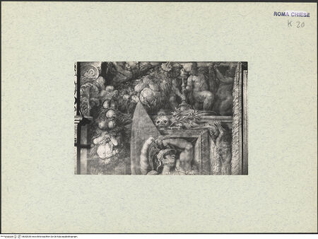 Vorderseite von unbekannt [https://www.deutsche-digitale-bibliothek.de/content/lizenzen/rv-fz/] KapellenausmalungDie heiligen Mauritius und Albert der Große - Detail: Kopf des heiligen Mauritius und Puttenfries (Aufnahme vor der Restaurierung 1986), bh382035_recto. Foto.