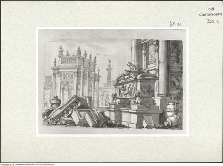 Vorderseite von Courtauld Institute London [http://creativecommons.org/publicdomain/mark/1.0/] Album mit Römischen Architekturcapricci für Lord BurlingtonTriumphbogen mit antiken Versatzstücken - , bh382649_recto. Foto.