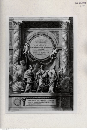 Vorderseite von Tomba, Verona [http://creativecommons.org/publicdomain/mark/1.0/] Titelblatt zu G.B.Bodoni (Ed.), "Descrizione delle feste celebrate in Parma l'anno MCCLXIX per le auguste nozze di S.A.R. l'Infante Don Ferdinando colla Reale Arciduchessa Maria Amalia", 1771) - , bh383282. Foto.