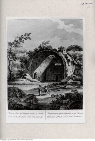 Vorderseite von Tomba, Verona [http://creativecommons.org/publicdomain/mark/1.0/] Der "Tempio del Gigante" in der Nähe von Cuma (aus P. A. Paoli (Ed.), "Avanzi delle antichitá esistenti a Pozzuoli ...", 1768) - , bh383287. Foto.