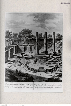 Vorderseite von Tomba, Verona [http://creativecommons.org/publicdomain/mark/1.0/] Innenraum eines Tempels (Taf. XIII aus P. A. Paoli (Ed.), "Avanzi delle antichitá esistenti a Pozzuoli ...", 1768) - , bh383290. Foto.
