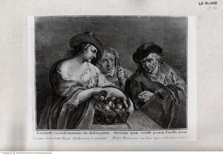 Vorderseite von Tomba, Verona [http://creativecommons.org/publicdomain/mark/1.0/] Die Obstverkäuferin (Taf. [1] aus d. Serie "Capricci fiamminghi" nach D. Maggiotto) - , bh383308. Foto.