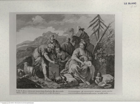 Vorderseite von Tomba, Verona [http://creativecommons.org/publicdomain/mark/1.0/] Laban sucht seine Götzen (aus der Serie der "Storie Sacre", 4 Blatt) - , bh383317. Foto.