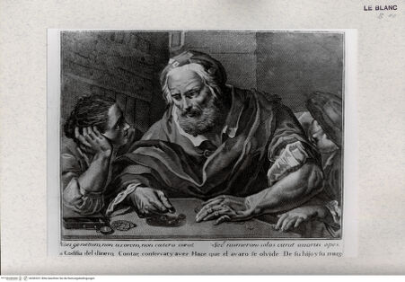 Vorderseite von Tomba, Verona [http://creativecommons.org/publicdomain/mark/1.0/] Der Geizhals (Taf. [10] aus d. Serie "Capricci fiamminghi" nach D. Maggiotto) - , bh383331. Foto.