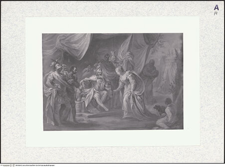 Vorderseite von unbekannt [https://www.deutsche-digitale-bibliothek.de/content/lizenzen/rv-ez/] Volumnia und Verturia vor Coriolanus - , bh383662_recto. Foto.