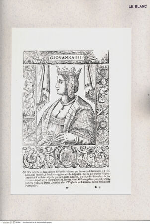 Vorderseite von Raccolta Pagliara [http://creativecommons.org/publicdomain/mark/1.0/] E. Bacco, "Effigie di tutti i re, che han dominato il Reame di Napoli ...", Napoli 1602"Giovanna III" (Taf. 26) - , bh384311. Foto.
