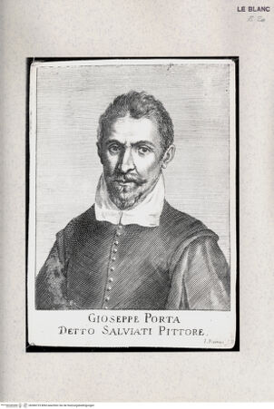 Vorderseite von Raccolta Pagliara [http://creativecommons.org/publicdomain/mark/1.0/] Bildnis Giuseppe Salviati, genannt Porta; (aus C.Ridolfi, "Le meraviglie dell'arte",Venezia 1648) - , bh384725. Foto.