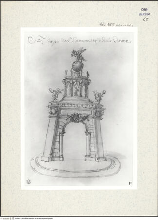 Vorderseite von Kunstbibliothek Berlin [https://www.deutsche-digitale-bibliothek.de/content/lizenzen/rv-ez/] Festaufbau zu Ehren des Dauphin (1729) - Hdz 1075 recto rechts, bh386011_recto. Foto.
