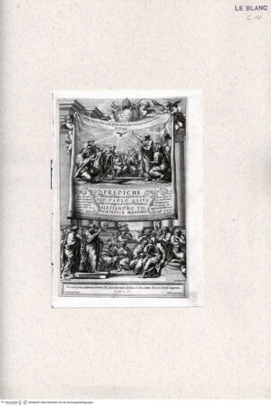 Vorderseite von Biblioteca Vaticana [http://creativecommons.org/publicdomain/mark/1.0/] Titelblatt zu "Prediche dette nel Pal. Apostolico da Gio. Paolo Oliva...", Roma 1659 - , bh386287. Foto.