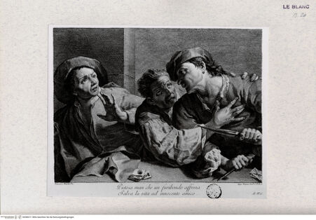 Vorderseite von Landesbildstelle Rheinland [http://creativecommons.org/publicdomain/mark/1.0/] Verhinderung eines Gemetzels (Pietosa man che un furibondo afferma ...) (aus einer Serie volkstümlicher Szenen, verschiedene Stecher nach Domenico Maggiotto) - , bh386311. Foto.