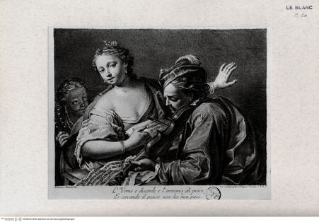 Vorderseite von Landesbildstelle Rheinland [http://creativecommons.org/publicdomain/mark/1.0/] Musizierende (L'homo è discordo ...) (aus einer Serie volkstümlicher Szenen, verschiedener Stecher nach Domenico Maggiotto) - , bh386324. Foto.