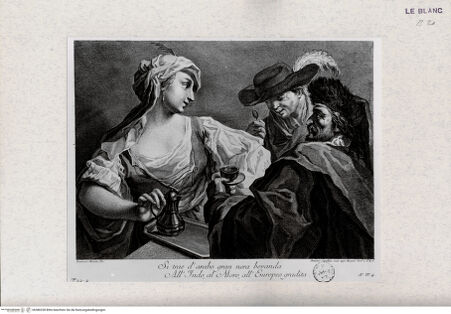 Vorderseite von Landesbildstelle Rheinland [http://creativecommons.org/publicdomain/mark/1.0/] Die Kaffetrinker (Si trae d'arabo gran nera bevanda...) (aus einer Serie volkstümlicher Szenen, verschiedene Stecher nach Domenico Maggiotto) - , bh386328. Foto.