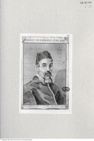 Vorderseite von Biblioteca Vaticana [http://creativecommons.org/publicdomain/mark/1.0/] Papst Urban VIII. Barberini (S. 15 aus "Maphaei S.R.E. Card.Barberini nunc Urbani pape P.P.VIII poemata", Roma 1631) - , bh386332. Foto.