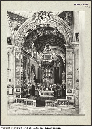 Vorderseite von Alinari [https://www.deutsche-digitale-bibliothek.de/content/lizenzen/rv-ez/] Santa Maria del Popolo - Blick von der Vierung in den Chor, bh390411_recto. Foto.