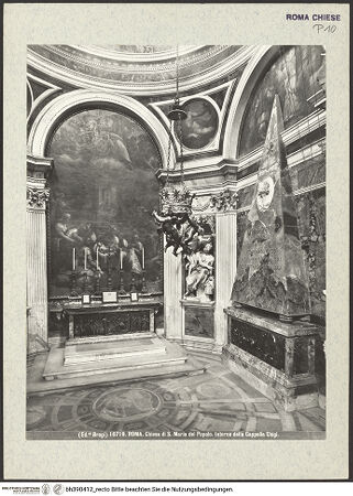 Vorderseite von Alinari [https://www.deutsche-digitale-bibliothek.de/content/lizenzen/rv-ez/] Santa Maria del PopoloCappella Chigi - Kappelleninneres; rechte Wand und Altar, bh390412_recto. Foto.