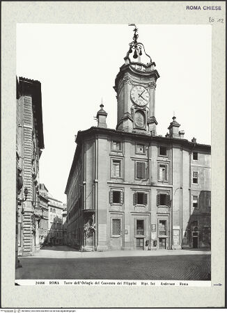 Vorderseite von Alinari [https://www.deutsche-digitale-bibliothek.de/content/lizenzen/rv-ez/] Santa Maria in VallicellaTorre dell' Orologio - , bh390662_recto. Foto.