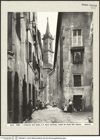 Vorderseite von Alinari [https://www.deutsche-digitale-bibliothek.de/content/lizenzen/rv-ez/] Santa Maria dell'AnimaGlockenturm - Ansicht von Nordwesten, bh390671_recto. Foto.