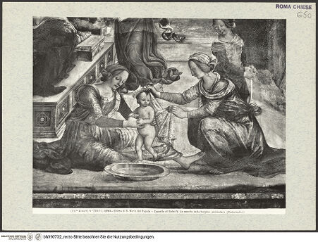 Vorderseite von Alinari? [https://www.deutsche-digitale-bibliothek.de/content/lizenzen/rv-ez/] Szenen aus dem MarienlebenDie Geburt Marias - Detail: Der Säugling wird gewaschen, bh390732_recto. Foto.