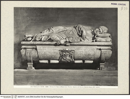 Vorderseite von Alinari [https://rightsstatements.org/page/CNE/1.0/] Sarkophag des Stefano Gabriel Merrino, auch Gabriele Merini (1483-1546) - Gesamtansicht, bh390761_recto. Foto.