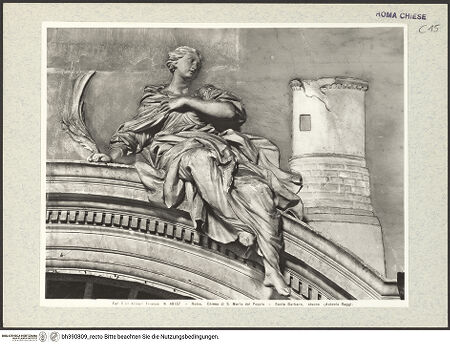 Vorderseite von Alinari [https://www.deutsche-digitale-bibliothek.de/content/lizenzen/rv-ez/] Stuckdekoration im LanghausDie heiligen Katharina und Barbara - Barbara, bh390809_recto. Foto.