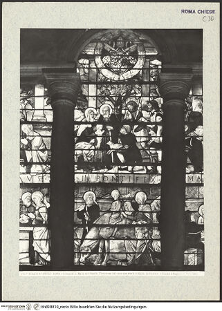 Vorderseite von Alinari [https://www.deutsche-digitale-bibliothek.de/content/lizenzen/rv-ez/] Glasmalereien im Chor von Santa Maria del PopoloSzenen aus der Kindheit und Jugend Jesu - , bh390810_recto. Foto.