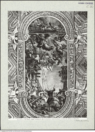 Vorderseite von Alinari [https://www.deutsche-digitale-bibliothek.de/content/lizenzen/rv-ez/] Die Vision des heiligen Filippo Neri: Wunderbares Eingreifen der Jungfrau Maria in den Kirchenbau - , bh390841_recto. Foto.