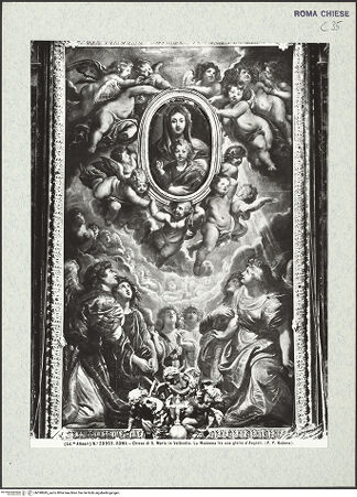 Vorderseite von Alinari [https://www.deutsche-digitale-bibliothek.de/content/lizenzen/rv-ez/] Hochaltar von Santa Maria in VallicellaEngel verehren das Gnadenbild der Madonna della Vallicella - , bh390845_recto. Foto.