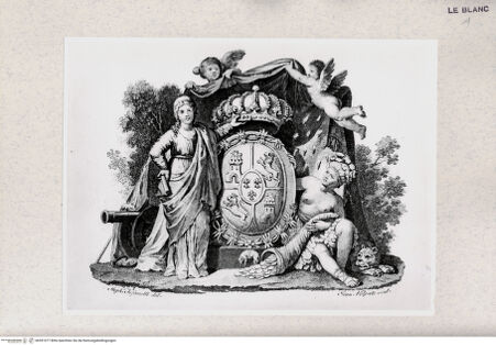 Vorderseite von Gabinetto Nazionale delle Stampe [http://creativecommons.org/publicdomain/mark/1.0/] Wappen mit allegorischen Figuren - , bh391077. Foto.