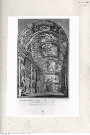 Vorderseite von Istituto Nazionale per la Grafica [http://creativecommons.org/publicdomain/mark/1.0/] Nachstiche nach den Fresken in der Galleria FarneseGesamtansicht der Galleria Farnese - , bh391111. Foto.