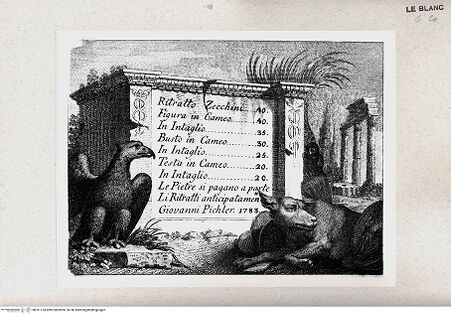 Vorderseite von GNS [http://creativecommons.org/publicdomain/mark/1.0/] Visitenkarte des Gemmenschneiders Giovanni Pichler - , bh391124. Foto.