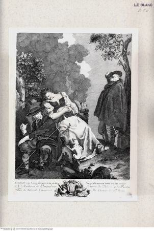 Vorderseite von Gabinetto Nazionale delle Stampe [http://creativecommons.org/publicdomain/mark/1.0/] Der Jäger u.d. schlafende Bäuerin (aus der Folge "Scene di genere", nach G.B.Piazzetta) - , bh391133. Foto.