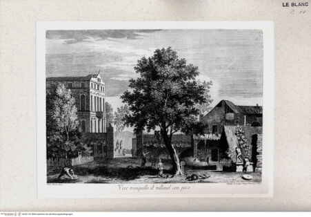 Vorderseite von Gabinetto Nazionale delle Stampe [http://creativecommons.org/publicdomain/mark/1.0/] Landschaft mit einer Villa und einem Bauernhof - , bh391141. Foto.