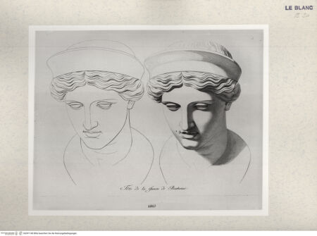 Vorderseite von Istituto Nazionale per la Grafica [http://creativecommons.org/publicdomain/mark/1.0/] Giovanni Volpato - Raphael Morghen, "Principes du dessin...", Roma 1786Kopf des Juno Barberini (Bl 3) - , bh391168. Foto.
