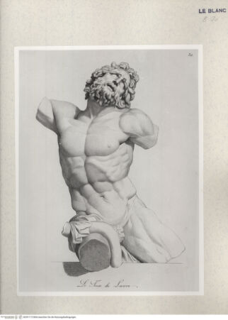 Vorderseite von Istituto Nazionale per la Grafica [http://creativecommons.org/publicdomain/mark/1.0/] Giovanni Volpato - Raphael Morghen, "Principes du dessin...", Roma 1786Torso des Laokoon (Bl 31) - , bh391173. Foto.