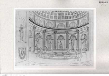 Vorderseite von Istituto Nazionale per la Grafica - Calcografia [http://creativecommons.org/publicdomain/mark/1.0/] Serie von 14 Ansichten des Museo Pio Clementino, VaticanoRotunda mit der Juno - , bh391182. Foto.