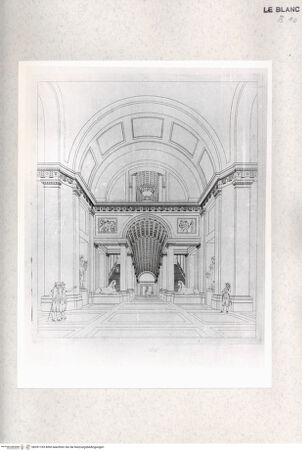 Vorderseite von Istituto Nazionale per la Grafica - Calcografia [http://creativecommons.org/publicdomain/mark/1.0/] Serie von 14 Ansichten des Museo Pio Clementino, VaticanoSaal mit Grundriss des griechischen Kreuzes, in Richtung auf dieTreppe (der erste Absatz der Treppe) - , bh391183. Foto.