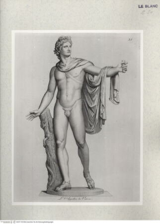 Vorderseite von Istituto Nazionale per la Grafica [http://creativecommons.org/publicdomain/mark/1.0/] Giovanni Volpato - Raphael Morghen, "Principes du dessin...", Roma 1786Der Apoll des Vatikan (Bl 35) - , bh391185. Foto.