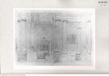 Vorderseite von Istituto Nazionale per la Grafica - Calcografia [http://creativecommons.org/publicdomain/mark/1.0/] Serie von 14 Ansichten des Museo Pio Clementino, VaticanoVorsaal mit dem Laokoon - , bh391187. Foto.