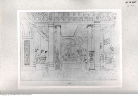 Vorderseite von Istituto Nazionale per la Grafica - Calcografia [http://creativecommons.org/publicdomain/mark/1.0/] Serie von 14 Ansichten des Museo Pio Clementino, VaticanoSaal mit den Tieren und dem Tiber - , bh391188. Foto.