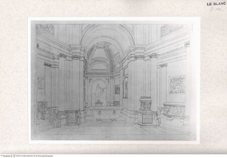 Vorderseite von Istituto Nazionale per la Grafica - Calcografia [http://creativecommons.org/publicdomain/mark/1.0/] Serie von 14 Ansichten des Museo Pio Clementino, VaticanoVorsaal mit dem Apoll des Belvedere - , bh391214. Foto.