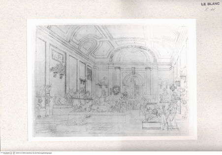 Vorderseite von Istituto Nazionale per la Grafica - Calcografia [http://creativecommons.org/publicdomain/mark/1.0/] Serie von 14 Ansichten des Museo Pio Clementino, VaticanoSaal mit den Tieren und dem Nil - , bh391215. Foto.