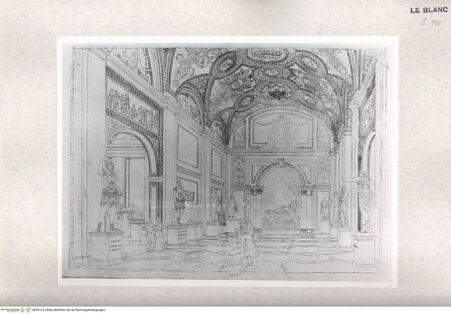 Vorderseite von Istituto Nazionale per la Grafica - Calcografia [http://creativecommons.org/publicdomain/mark/1.0/] Serie von 14 Ansichten des Museo Pio Clementino, VaticanoSeitengalerie mit Cleopatra - , bh391216. Foto.