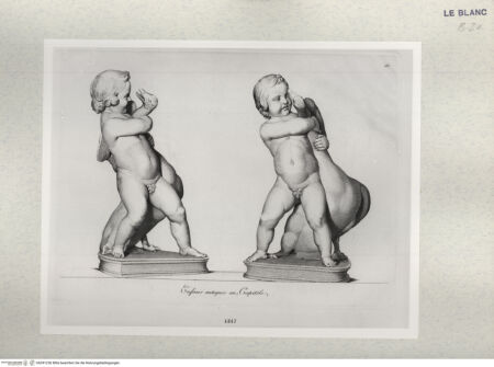 Vorderseite von Istituto Nazionale per la Grafica [http://creativecommons.org/publicdomain/mark/1.0/] Giovanni Volpato - Raphael Morghen, "Principes du dessin...", Roma 1786Putti vom Kapitol (Bl 10) - , bh391236. Foto.