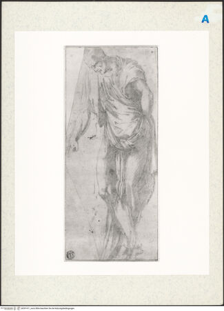 Vorderseite von Art Institute of Chicago [https://www.deutsche-digitale-bibliothek.de/content/lizenzen/rv-ez/] älterer Mann, der mit dem Finger nach unten weist - , bh391411_recto. Foto.