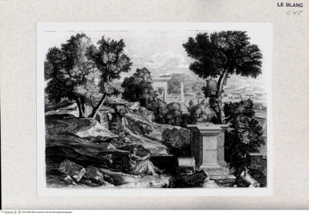 Vorderseite von Bibliothèque Nationale [http://creativecommons.org/publicdomain/mark/1.0/] Landschaft mit dem Heiligen Johannes auf Patmos - , bh391886. Foto.
