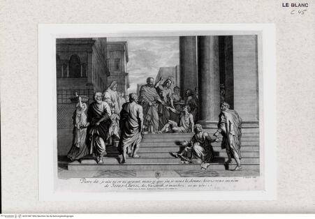 Vorderseite von Bibliothèque Nationale [http://creativecommons.org/publicdomain/mark/1.0/] Petrus und Johannes heilen den Lahmen - , bh391887. Foto.