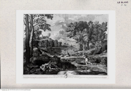 Vorderseite von Bibliothèque Nationale [http://creativecommons.org/publicdomain/mark/1.0/] Landschaft mit einem Mann, den eine Schlange tötet - , bh391895. Foto.