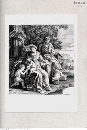 Vorderseite von Bibliothèque Nationale [http://creativecommons.org/publicdomain/mark/1.0/] Die Heilige Familie mit dem Johannesknaben, der ein Kreuz hält - , bh391905. Foto.