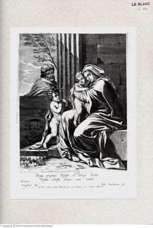 Vorderseite von Bibliothèque Nationale [http://creativecommons.org/publicdomain/mark/1.0/] Die Heilige Familie mit dem Johannesknaben, der ein Kreuz hält - , bh391907. Foto.