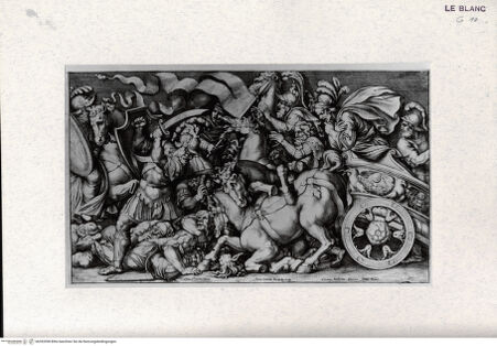 Vorderseite von Landesbildstelle Rheinland [http://creativecommons.org/publicdomain/mark/1.0/] Gefecht zwischen Reitern und Fussvolk bei einem Wagen - , bh392098. Foto.